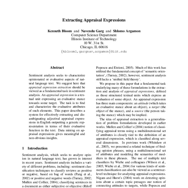 Extracting Appraisal Expressions - ACL Anthology