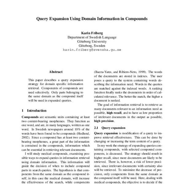 Query Expansion Using Domain Information in Compounds - ACL Anthology
