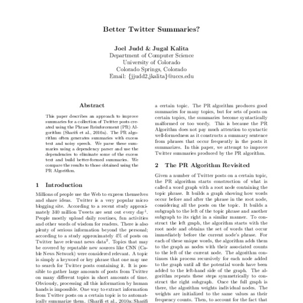 Better Twitter Summaries? - ACL Anthology