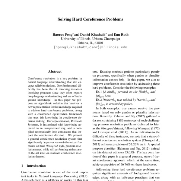 Solving Hard Coreference Problems - ACL Anthology