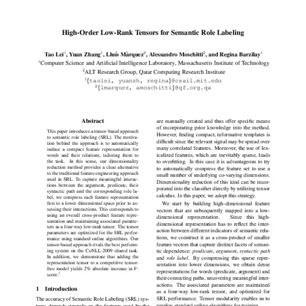 High-Order Low-Rank Tensors for Semantic Role Labeling - ACL Anthology