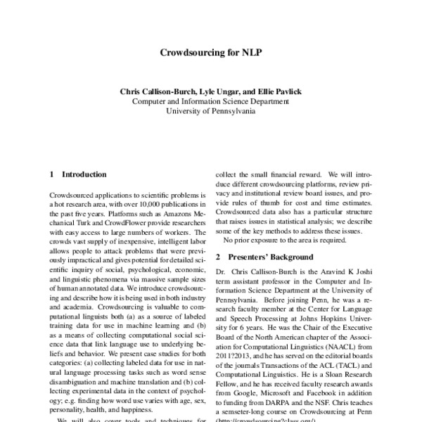 Crowdsourcing for NLP ACL Anthology