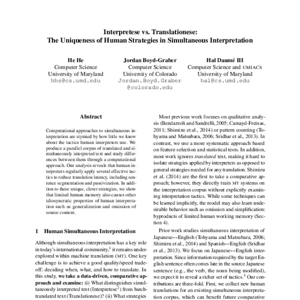 Interpretese vs. Translationese: The Uniqueness of Human Strategies in ...