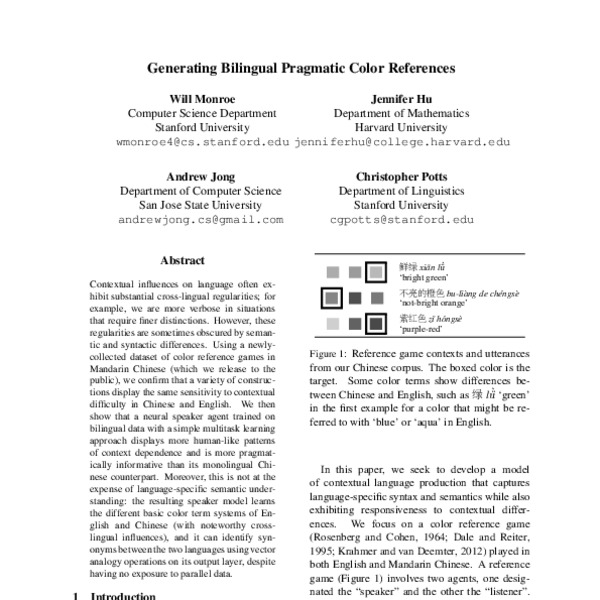 Generating Bilingual Pragmatic Color References - ACL Anthology