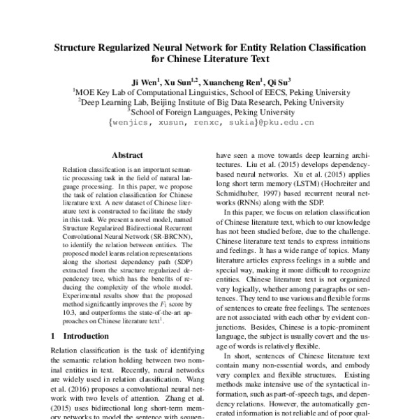 Structure Regularized Neural Network for Entity Relation Classification ...