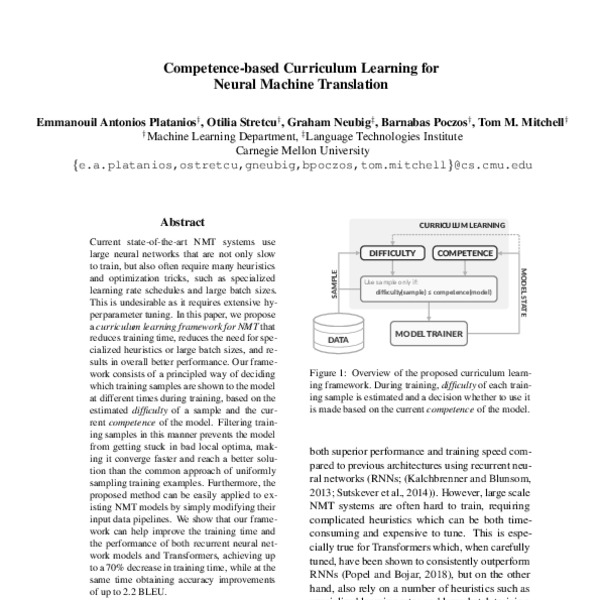 Competence-based Curriculum Learning for Neural Machine Translation ...
