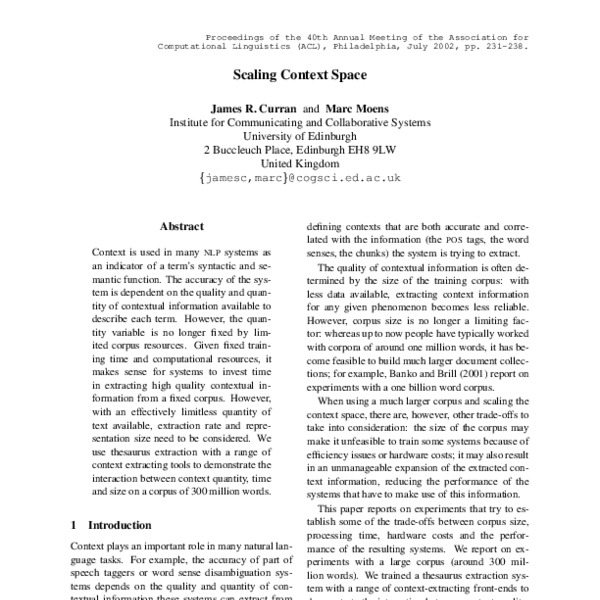Scaling Context Space - ACL Anthology