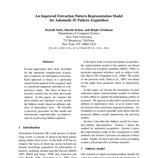 An Improved Extraction Pattern Representation Model for Automatic IE ...