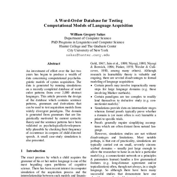 A Word-Order Database for Testing Computational Models of Language ...