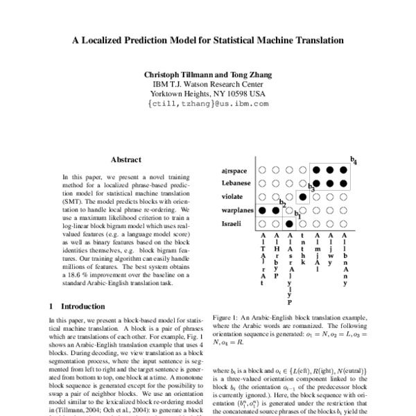 A Localized Prediction Model for Statistical Machine Translation - ACL ...