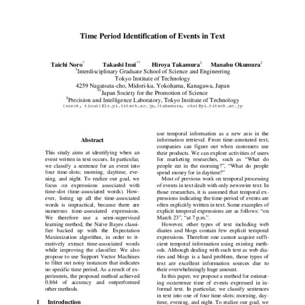 Time Period Identification of Events in Text - ACL Anthology