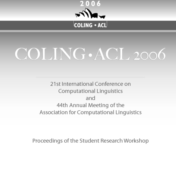 Proceedings of the COLING/ACL 2006 Student Research ACL