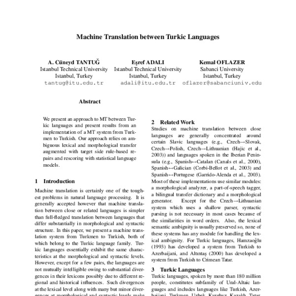 Machine Translation between Turkic Languages - ACL Anthology