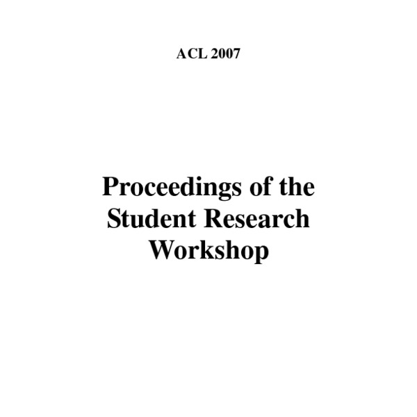 Proceedings of the ACL 2007 Student Research ACL Anthology