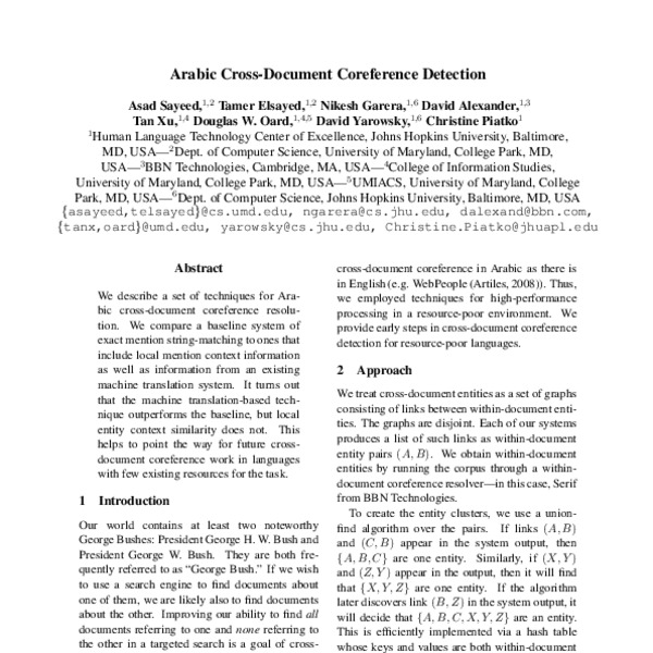 Arabic Cross-Document Coreference Resolution - ACL Anthology