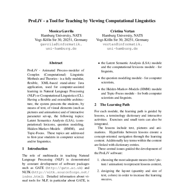 ProLiV - a Tool for Teaching by Viewing Computational Linguistics - ACL ...