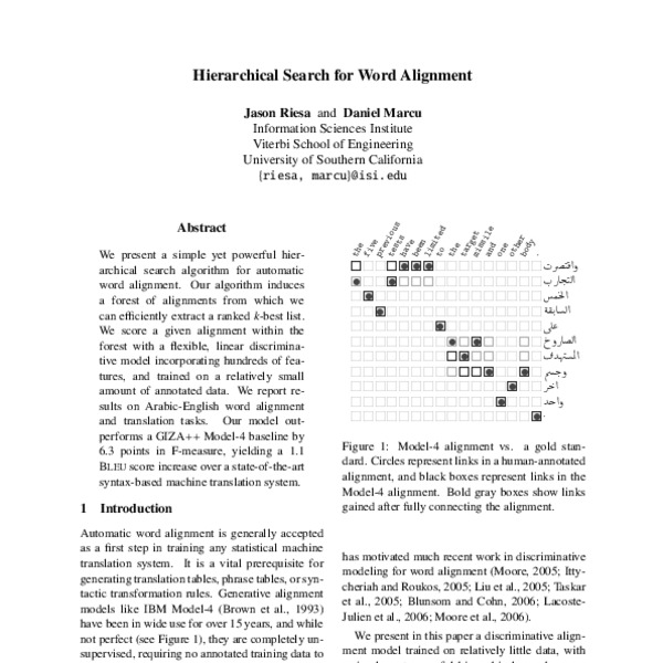 Hierarchical Search for Word Alignment - ACL Anthology
