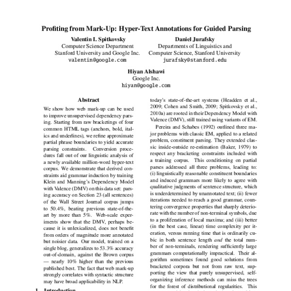 Profiting from Mark-Up: Hyper-Text Annotations for Guided Parsing - ACL ...