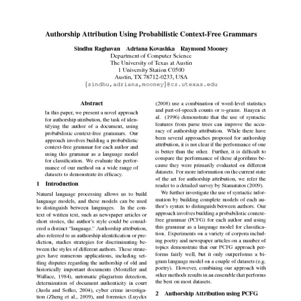 authorship attribution using probabilistic context-free grammars