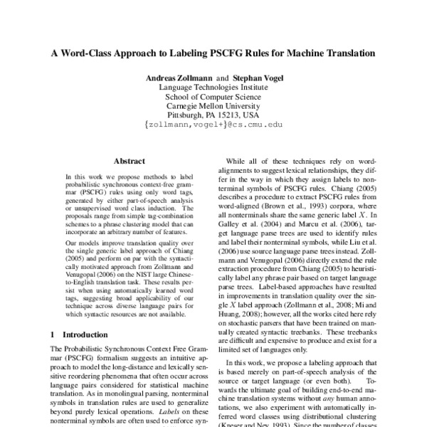A Word-Class Approach to Labeling PSCFG Rules for Machine Translation ...