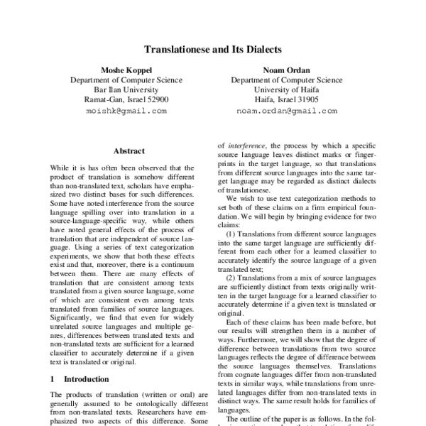 Translationese and Its Dialects - ACL Anthology