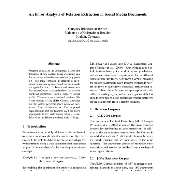 An Error Analysis of Relation Extraction in Social Media Documents ...