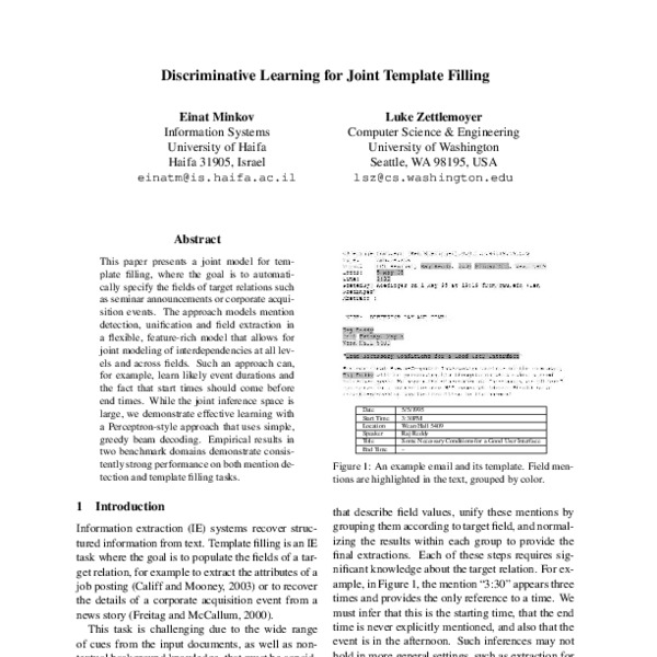 Discriminative Learning for Joint Template Filling - ACL Anthology