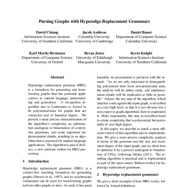 Parsing Graphs with Hyperedge Replacement Grammars - ACL Anthology