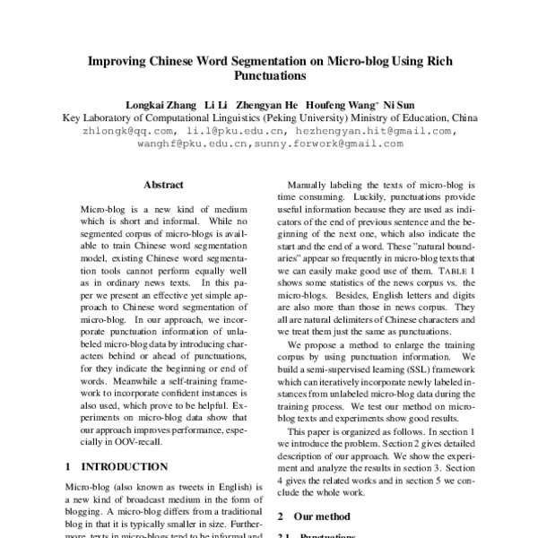 Improving Chinese Word Segmentation on Micro-blog Using Rich ...