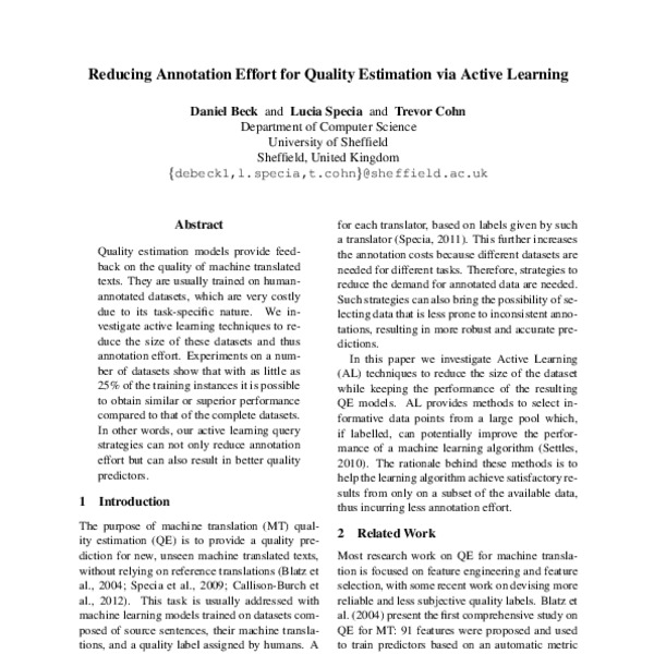 Reducing Annotation Effort for Quality Estimation via Active Learning ...