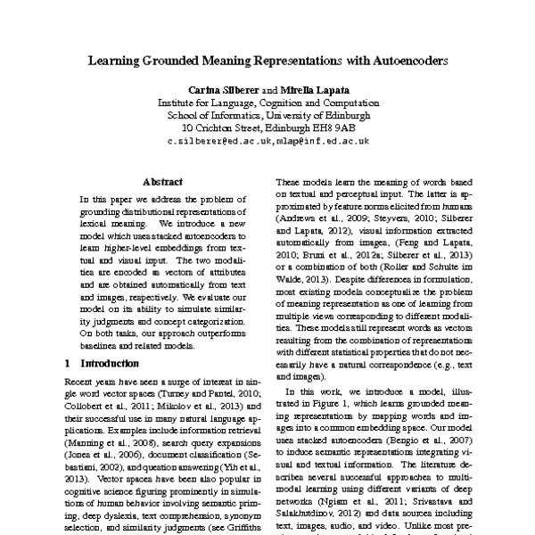 Learning Grounded Meaning Representations with Autoencoders - ACL Anthology