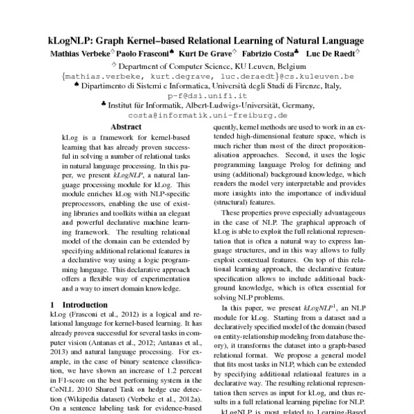 kLogNLP: Graph Kernel–based Relational Learning of Natural Language ...