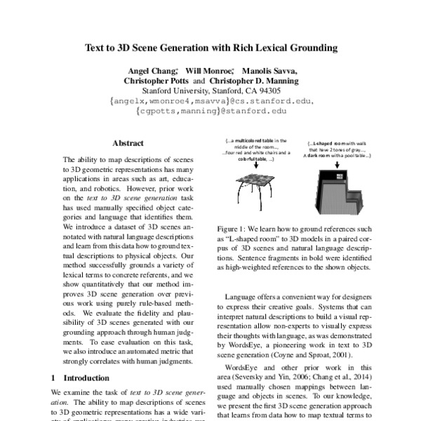 Text to 3D Scene Generation with Rich Lexical Grounding - ACL Anthology