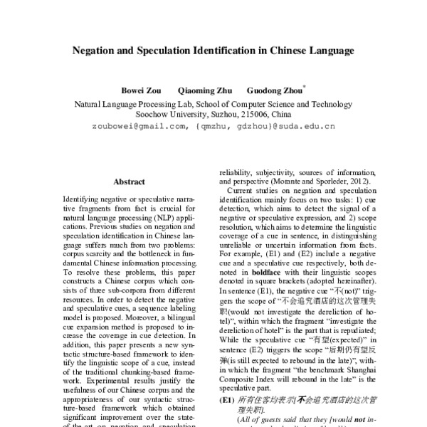 Negation and Speculation Identification in Chinese Language ACL Anthology