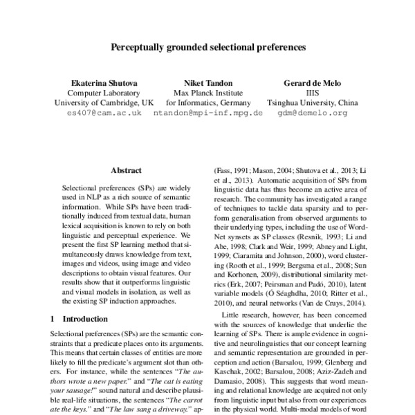 Perceptually Grounded Selectional Preferences - ACL Anthology