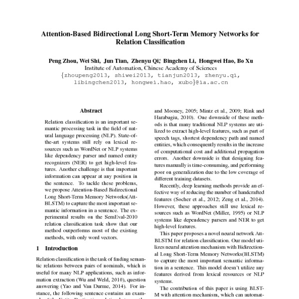 Attention-Based Bidirectional Long Short-Term Memory Networks for ...