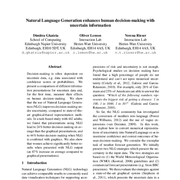Natural Language Generation enhances human decision-making with ...