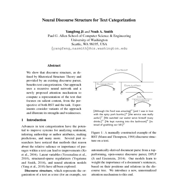 RST model of discourse structure.