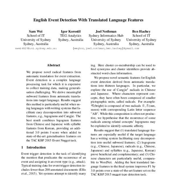 English Event Detection With Translated Language Features - ACL Anthology