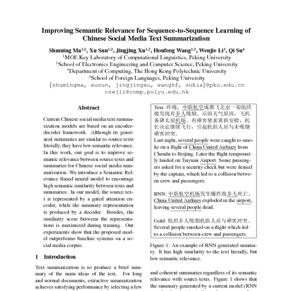 Improving Semantic Relevance for Sequence  to Sequence  