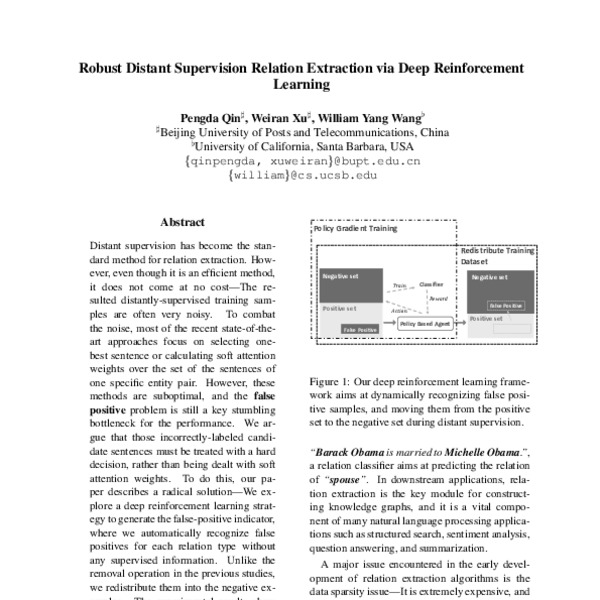 Robust Distant Supervision Relation Extraction via Deep Reinforcement ...