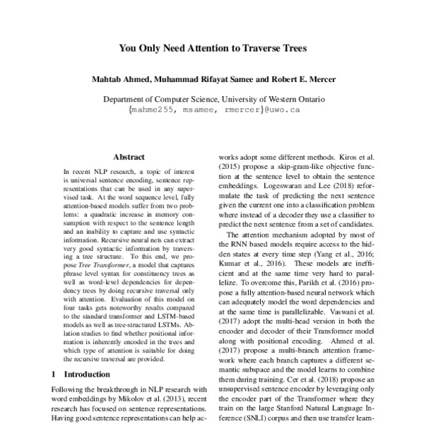 You Only Need Attention to Traverse Trees - ACL Anthology