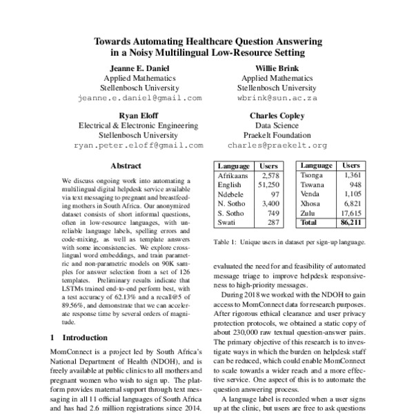 Towards Automating Healthcare Question Answering in a Noisy ...