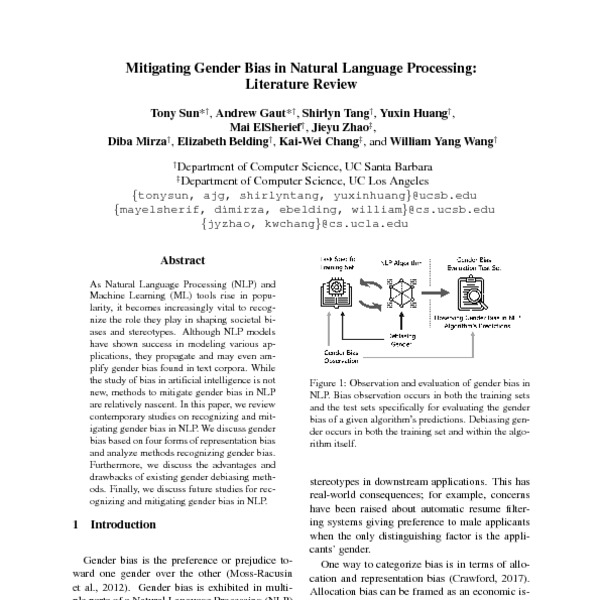 Mitigating Gender Bias In Natural Language Processing: Literature ...