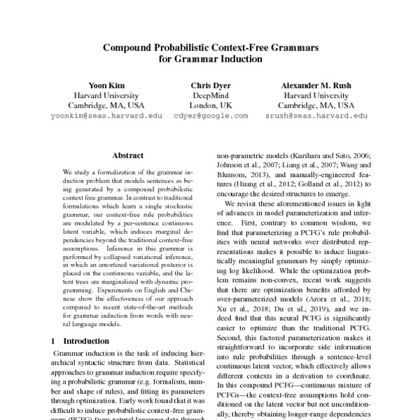 compound probabilistic context-free grammars for grammar induction