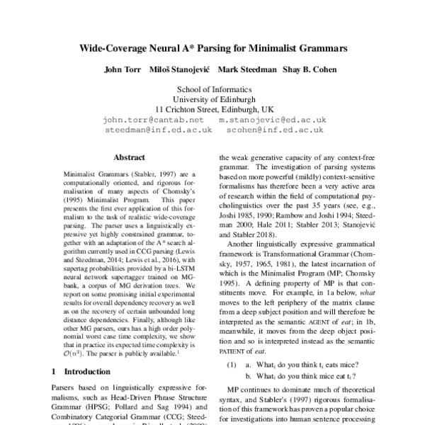 Wide-Coverage Neural A* Parsing for Minimalist Grammars - ACL Anthology