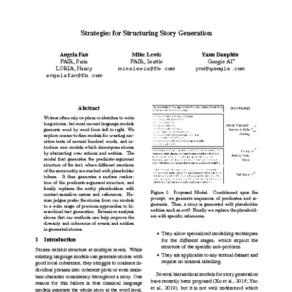 Strategies for Structuring Story Generation - ACL Anthology