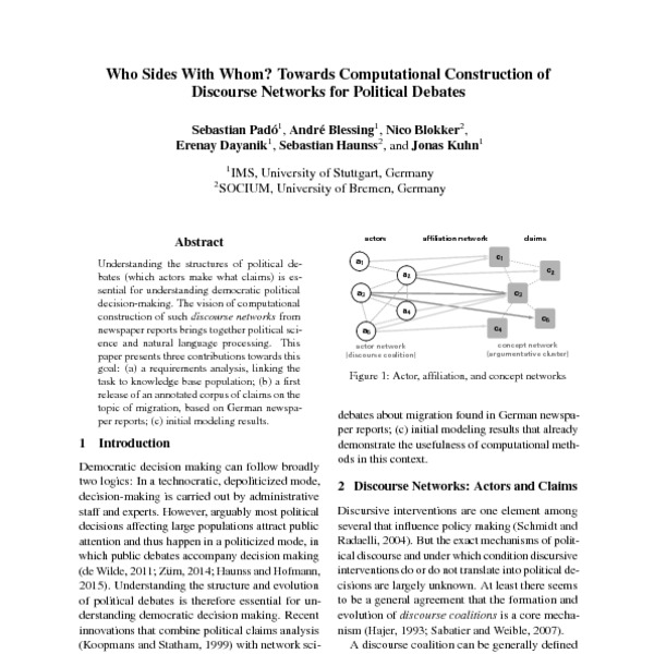 Who Sides With Whom? Towards Computational Construction Of Discourse ...