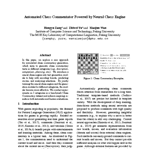 PDF] Automated Chess Commentator Powered by Neural Chess Engine