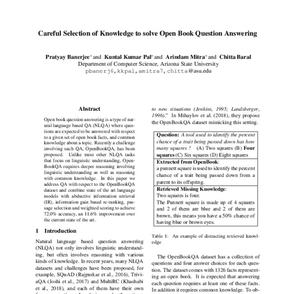 Careful Selection of Knowledge to Solve Open Book Question Answering ...